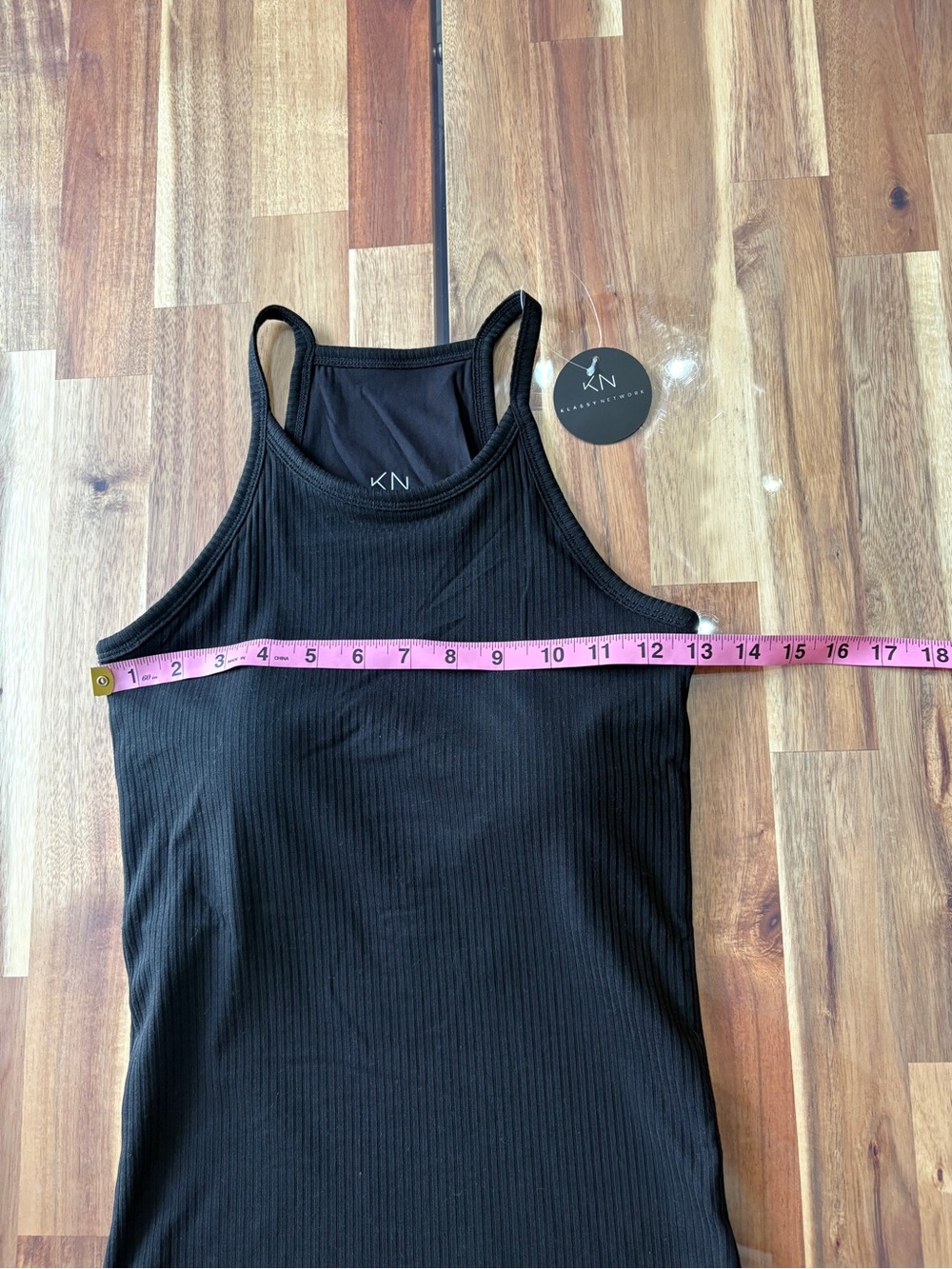 NWT Klassy Network Black Ribbed Racerback Tank Removable Cups XS Athleisure - Picture 2 of 9